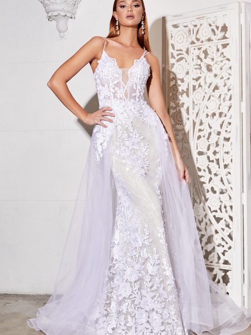 LACE GOWN WITH OVERSKIRT