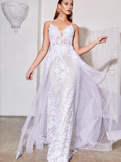 LACE GOWN WITH OVERSKIRT