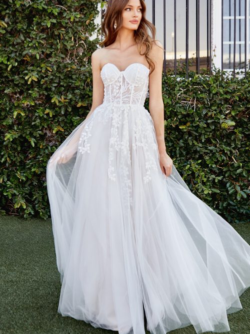STRAPLESS CORSET BODICE A-LINE BRIDAL GOWN