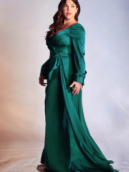 SATIN CURVE LONG SLEEVE DRESS