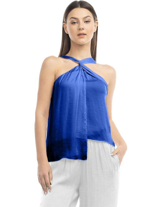 SATIN TWIST NECK TANK