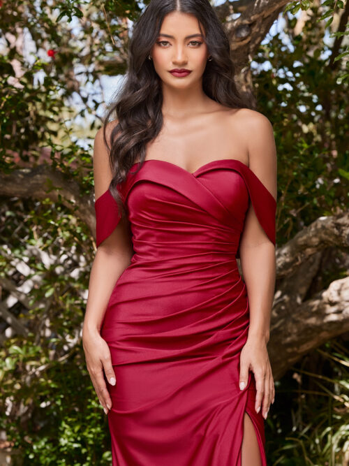 OFF THE SHOULDER STRETCH EVENING GOWN