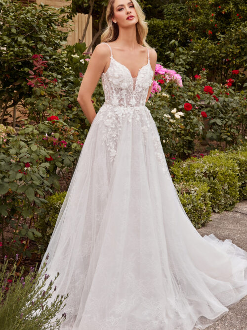 LAYERED LACE A-LINE BRIDAL GOWN