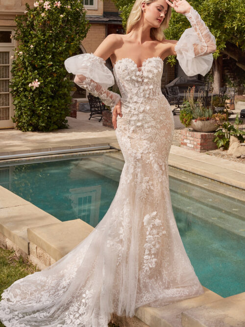 LACE MERMAID BRIDAL GOWN WITH REMOVABLE SLEEVES