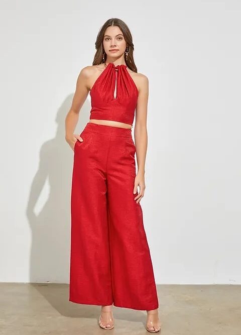 ASTRO RED WIDE LEG PANT