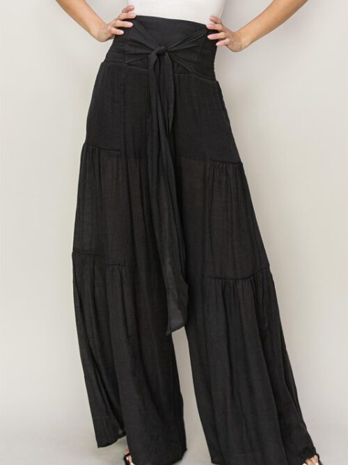 LAYERED WOVEN WIDE LEG PANT