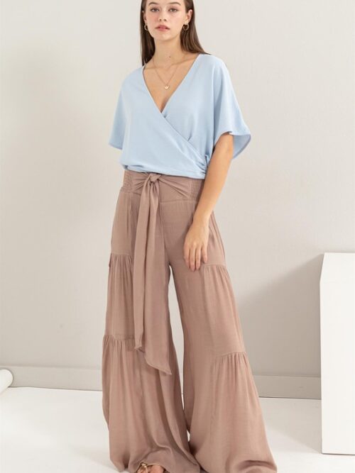 LAYERED WOVEN WIDE LEG PANT