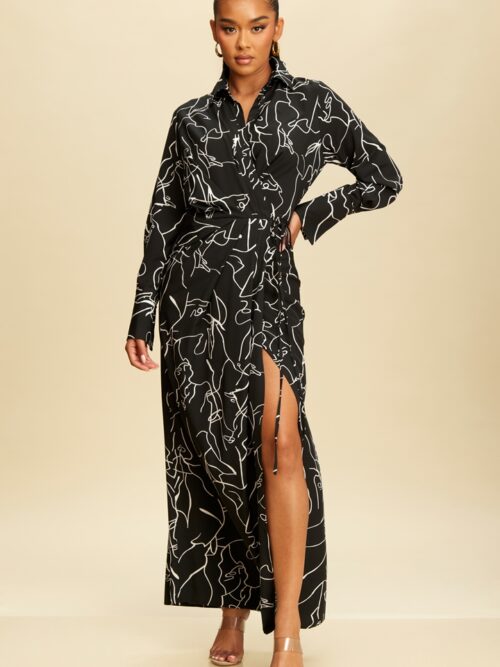 SQIGLY MAXI SHIRT DRESS