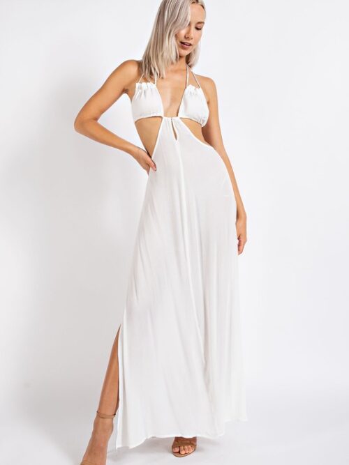 HALTER CUTOUT OPEN BACK MAXI DRESS